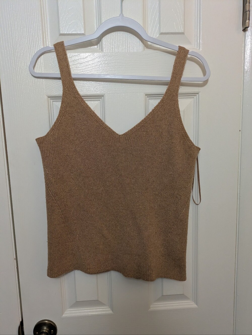 Set Of 2 Sleeveless V-Neck Knit Tank Sweaters - Camel And Rose